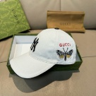 Gucci baseball cap with embroidered butterfly and logo White hat Yupoo AAAA+